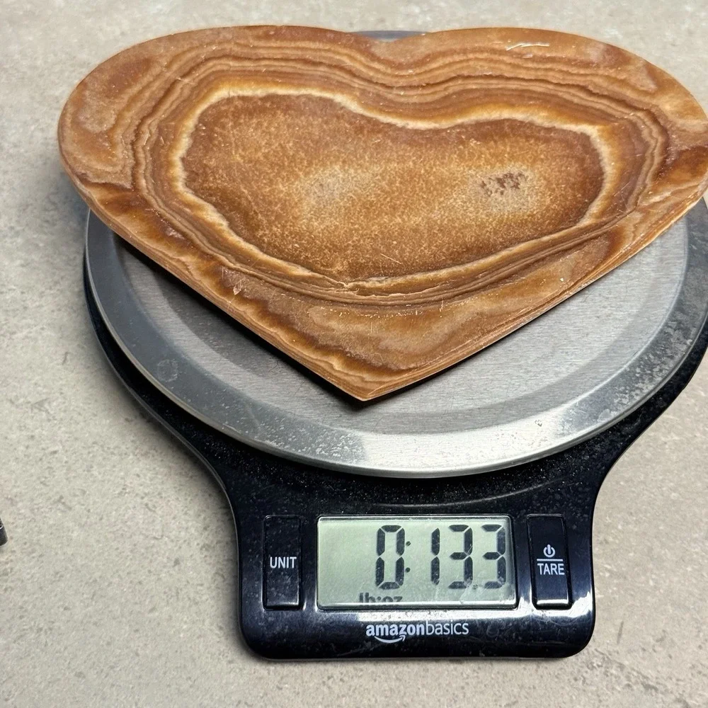 Banded Calcite Heart Shaped Dish Joshua Tree Stone Brown Rock Plate READ - Picture 8 of 8